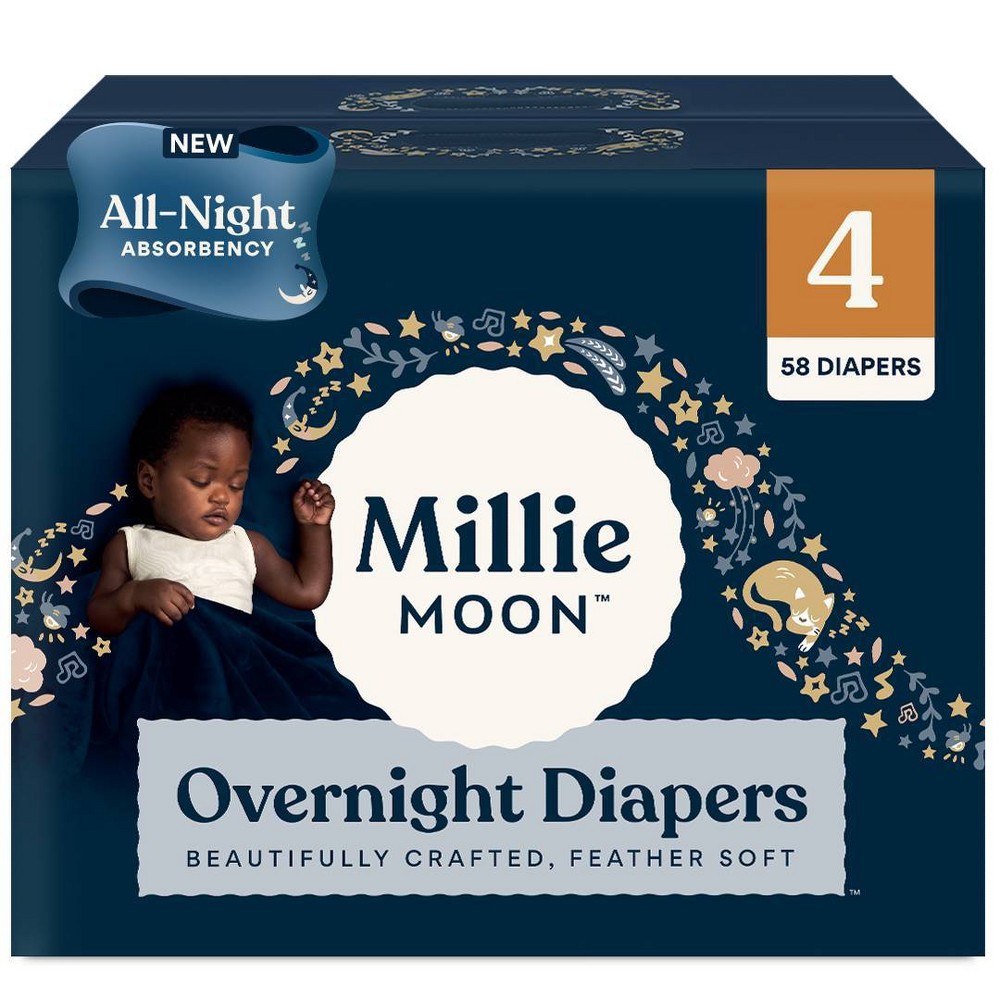 Photos - Baby Hygiene Millie Moon Overnight Diapers - Size 4 - 58ct