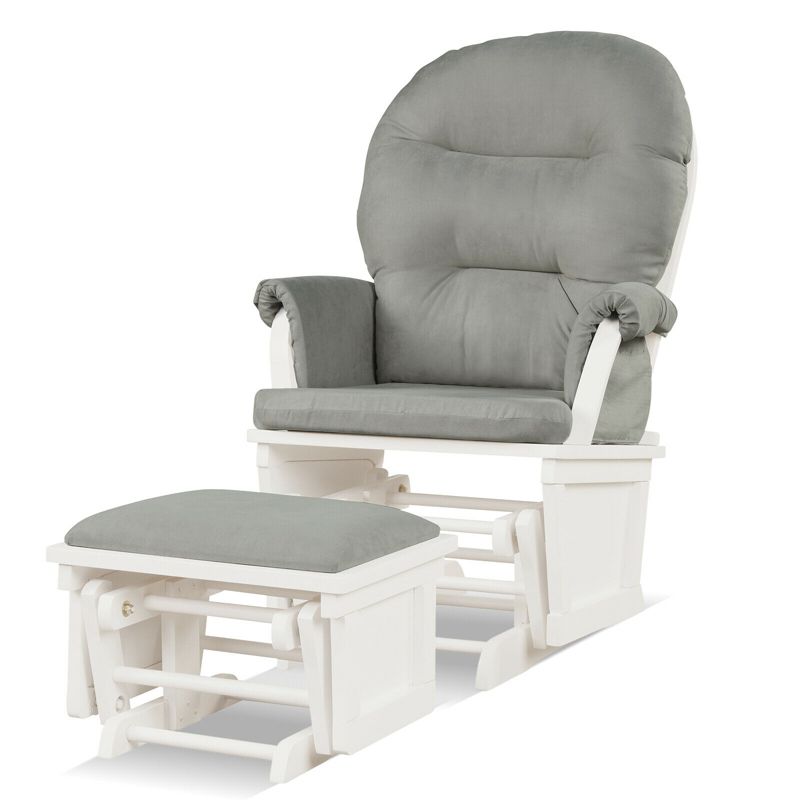 Costway Wood Glider & Ottoman Cushion Set Baby Nursery Rocking Chair, 1 of 10