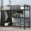 Bellemave Twin XL Loft Bed with Desk, Shelves and Wardrobe, Metal Twin XL Loft Bed Frame, Black - 4 of 4