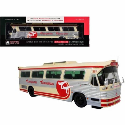Dina 323 G2 Olimpico Coach Bus "Transportes Tamaulipas: Reynosa" Cream & Silver with Red 1/43 Diecast Model by Iconic Replicas
