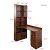 INFURNIC Decorative Bookshelf L Shaped Corner Desk with Drawers Storage and Hutch Large Working Space for Home Office, Brown, 55.12"*31.5"*76.77" - 2 of 4