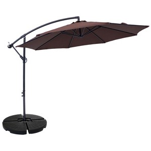 Sunnydaze Outdoor Steel Offset Cantilever Patio Umbrella with Round Base Set - 10' - 1 of 4