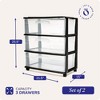 HOMZ 3-Drawer Cart Organizers with Removeable Wheels, Medium, Black & Clear - 4 of 4