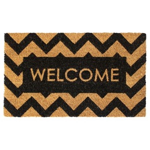 RugSmith Black Machine Tufted Herringbone Welcome  Doormat - 1 of 4