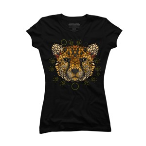 Junior's Design By Humans Cheetah Face By LetterQ T-Shirt - 1 of 3