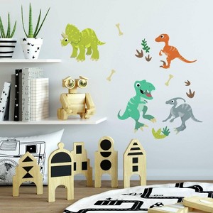 Friendly Dinosaur Peel and Stick Wall Decal - RoomMates: Kids Room Decor, Vinyl Stickers, T-Rex, Stego, Triceratops - 1 of 3