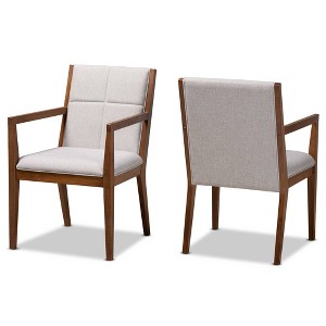 Set of 2 Theresa Fabric Upholstered Wood Living Room Accent Chair - Baxton Studio - 1 of 4