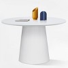 Dwen 46'' High Gloss PU Lacquer Technique Round Dining Table White Pedestal Base-Maison Boucle - 3 of 4