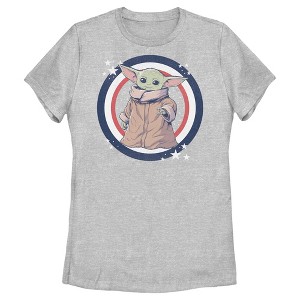 Women's Star Wars The Mandalorian Fourth of July Grogu Circle T-Shirt - 1 of 4