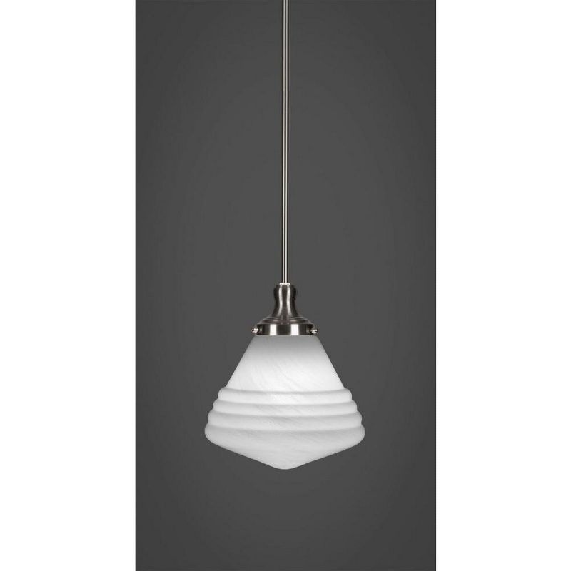 Toltec Lighting Juno 1 - Light Pendant in  Brushed Nickel with 10" White Marble Shade, 1 of 2