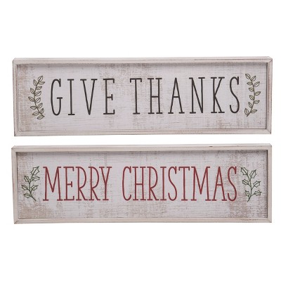 Transpac Wood 19.75 in. Multicolor Reversible Harvest Christmas Block Decor