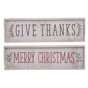 Transpac Wood 19.75 in. Multicolor Reversible Harvest Christmas Block Decor - 1 of 2