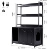 Cat Litter Box Enclosure Furniture with Shelves - 52" Hidden Litter Box Cabinet, Wood Enclosed Cat House with Scratch Mat, Dog Proof Design - 2 of 4