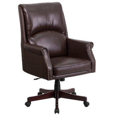 Real Living Brown Faux Leather Adjustable Swivel Office Chair