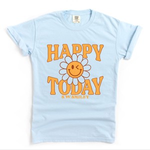 Simply Sage Market S.W.Smiley Happy Today Flower Garment Dyed Tee - 1 of 4
