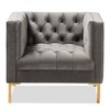 Zanetta Luxe And Glamour Velvet Upholstered Gold Finished Lounge Chair - Baxton Studio - 2 of 4