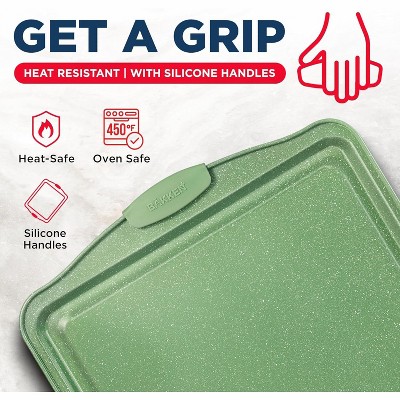 BAKKEN Green Marble Nonstick Carbon Steel 3-Piece Baking Pan Set
