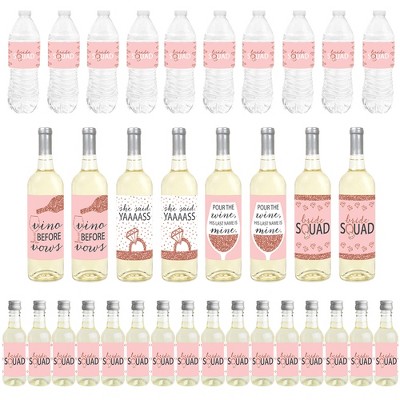 Big Dot of Happiness Bride Squad - Rose Gold Bridal Shower or Bachelorette Party Decorations - Beverage Bar Kit - 34 Pieces