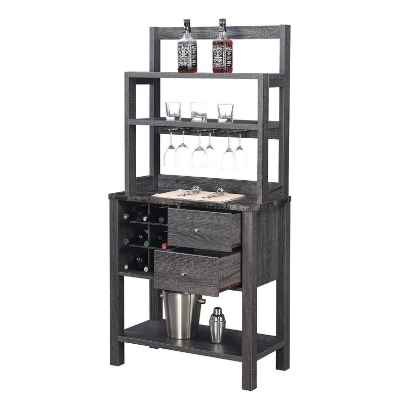 Newport 2 Drawer Serving Bar with Wine Rack and Shelves - Breighton Home, 5 of 9
