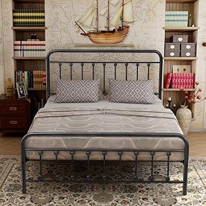 CAVINAS Heavy-Duty Metal Platform Bed Frame with High Headboard, Noise-Free Twin Size Bed Frame with Under-Bed Storage (No Box Spring Needed) - 1 of 4