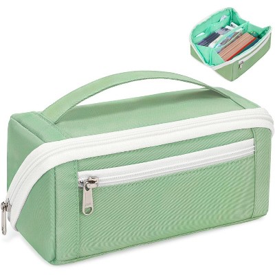 Fmeida Large Capacity Pencil Case - Black Pencil Pouch for Teens College Middle and High School, Extra Big Pencil Bag with 8 Compartments