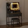 Vanity Desk with Mirror, 3 Adjustable Lighting Mode Makeup Vanity, Modern Dressing Table and Stool with Charging Station - 3 of 4