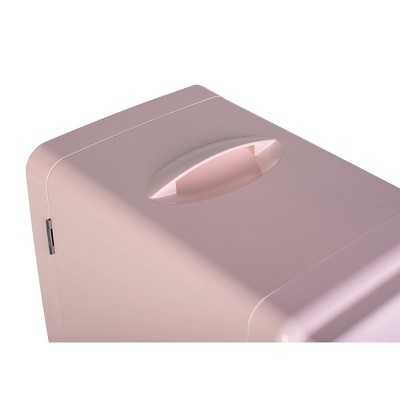 Compact Pink Thermoelectric Mini Fridge with Lighted Mirror Door
