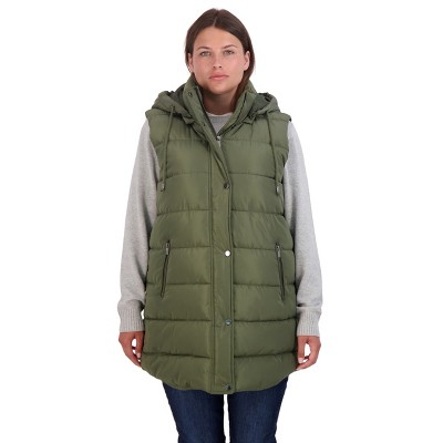 Women's Long Puffer Vest With Hood - S.e.b. By Sebby Black X-large : Target