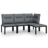 vidaXL 4 Piece Patio Lounge Set Black and Gray Poly Rattan - 2 of 4