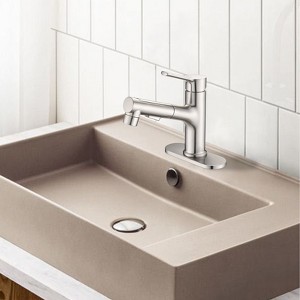 Kumasinova Bathroom Faucet 1 Hole with Pull-Out Sprayer,Bathroom Sink Faucet with Pop-Up Drain,Stainless Steel Vanity Faucet for Bathroom Sink - 1 of 4