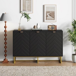 Modern Sideboard Buffet Cabinet with Storage, Wood Accent Storage Cabinet with Doors & Shelf, Credenza Console Table for Living Room Dining Room - 1 of 4