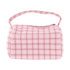 Unique Bargains Women's Plaid Handheld Cosmetic Bag 1 Pc - 1 of 3