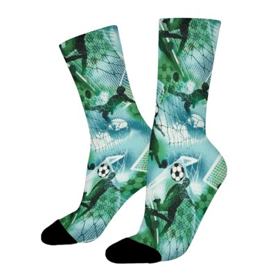 Sports Soccer Boy Soccer Blue Green Women Printed Crew Socks Funny Funky Socks Soft Polyester Novelty Gifts for Artists Men