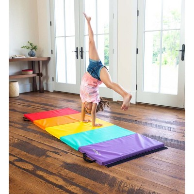 HearthSong - Five-Panel Rainbow Folding Gymnastics Tumbling Mat for Kids