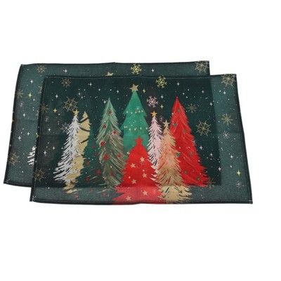Unique Bargains Christmas Place Mats Flax Red White Black 11.8"x17.7" 2 Pcs