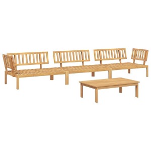 vidaXL 4 Piece Patio Pallet Sofa Set - Solid Acacia Wood Furniture for Outdoor/Garden/Patio - Table & 3 Sofas (Brown Light) - 1 of 4