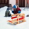 Costway Baby Kids Wooden Sled Solid Seat Toddler Boggan Outdoor Play Snow Toys - 3 of 4