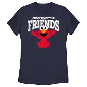 Women's Sesame Street Check In On Your Friends Cute Elmo T-Shirt - 1 of 4