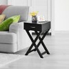Costway 2PCS Nightstand x-Shape Drawer Accent Side End Table Modern Home Furniture Black - 3 of 4