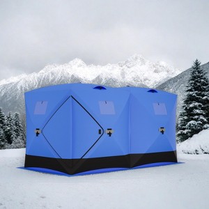 140"x70.8"x79" Insulated Pop Up Ice Fishing Tent - Portable Hub-Style Shelter for 1-8 Persons, Windproof & Warm, Available in Multiple color - 1 of 4