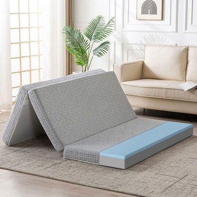 Wellos Non-Slip Firm Portable Tri Folding Gel Memory Foam Mattress 4" Foldable Mattress