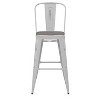 Emma and Oliver Distressed Metal Stools with Backs and Polystyrene Seats for Indoor/Outdoor Use - 3 of 4