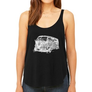 LA Pop Art Women's Premium Word Art Flowy Tank Top - THE 70'S - 1 of 4