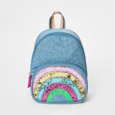 girls flip sequin rainbow heart backpack