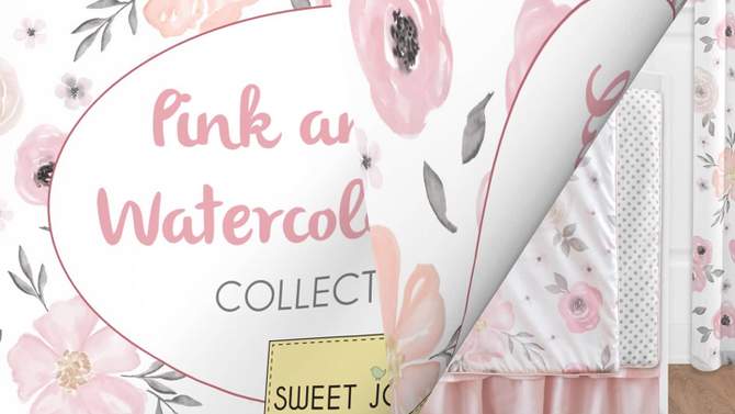 3pc Watercolor Floral Full/Queen Kids&#39; Comforter Bedding Set Pink and Gray - Sweet Jojo Designs, 2 of 11, play video