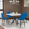 Hooseng Rectangular Dining Table Set, Modern Dining Table Set with Four Velvet Chairs and Faux Marble Table Top for Dining Room or Living Room - 3 of 4