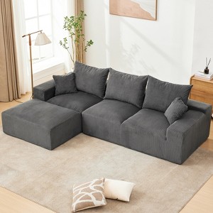 Modular L-Shaped Cloud Sofa – 110" Convertible Chenille Sectional w/Ottomans, Washable & No Assembly - 1 of 4