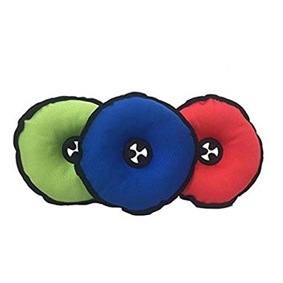 Multipet Toss N Treat Donut Disc Durable Plush Dog Toy Colors Vary