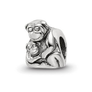 Black Bow Jewelry Sterling Silver Monkey and Baby Bead Charm - 1 of 4