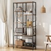 Bookshelf 5 Tier Bookcase Industrial Storage Shelf Vintage Display Rack with Open Shelves Rustic Standing Bookshelves Metal Frame for Living Room - 2 of 4